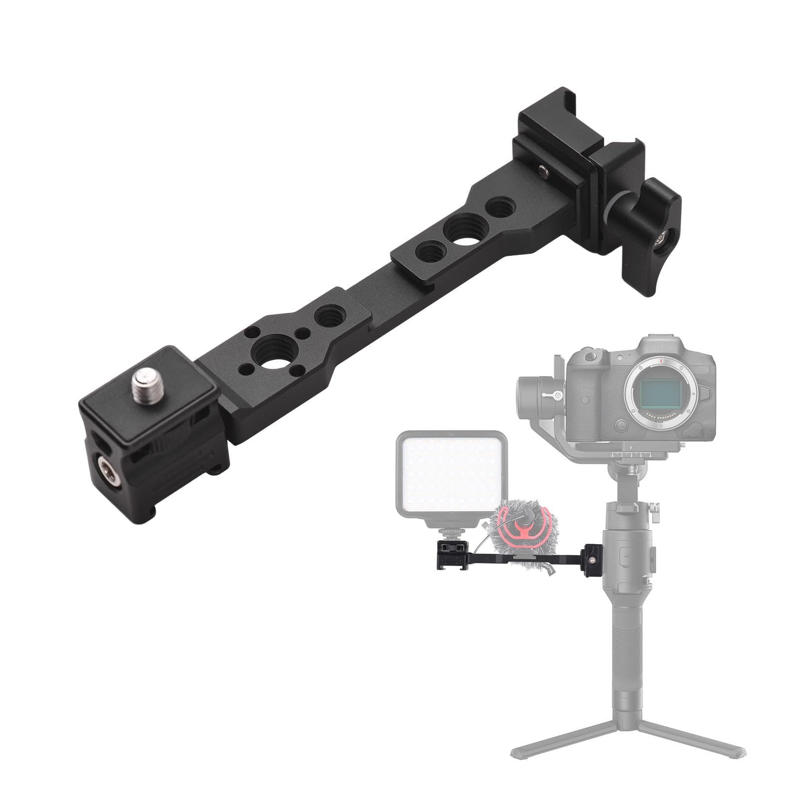 Universal Aluminum Alloy Gimbal Extention Bar Bracket Handheld Stabilizer Accessories with Numerous black