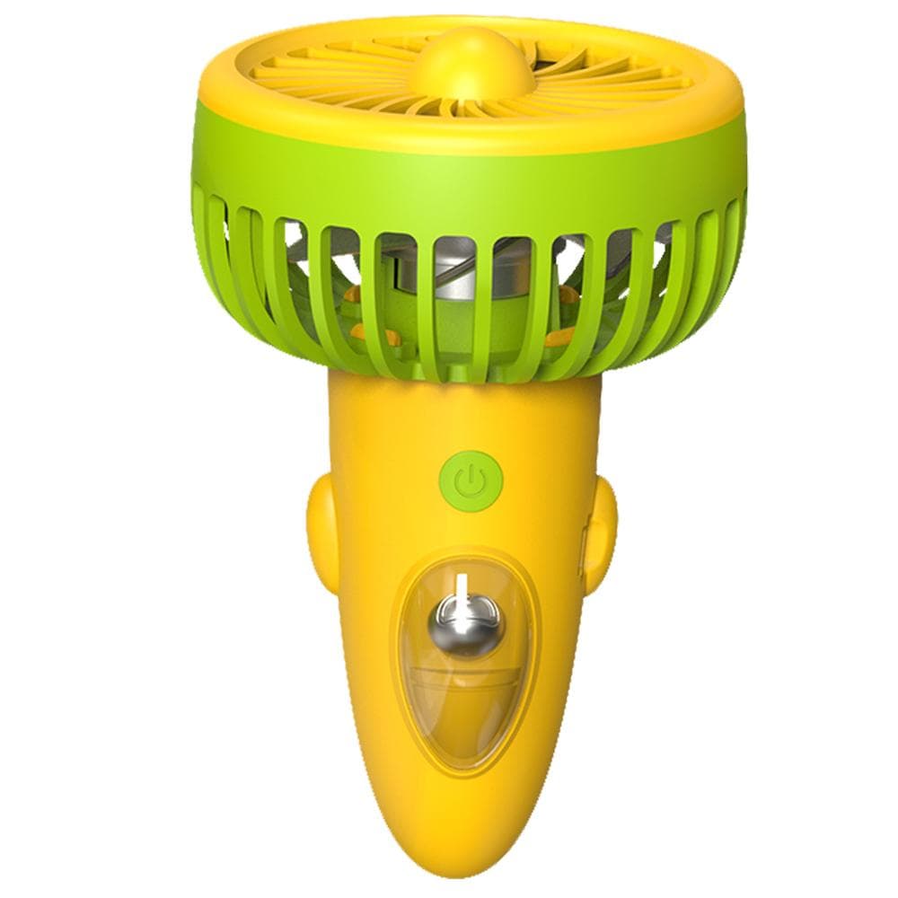 Portable Fan Cooling Airflow 1200mAh USB Rechargeable Handheld Mini Fan with 3 Speeds Hands-Free green/yellow