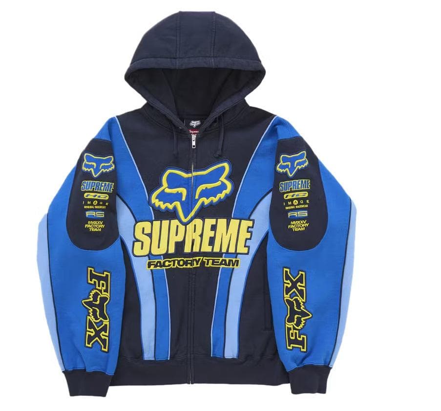 SUPREME Racing Cycling and Off-Road Hooded Zipper Sweatshirts with Printed Long Sleeves Blue XXXXXL