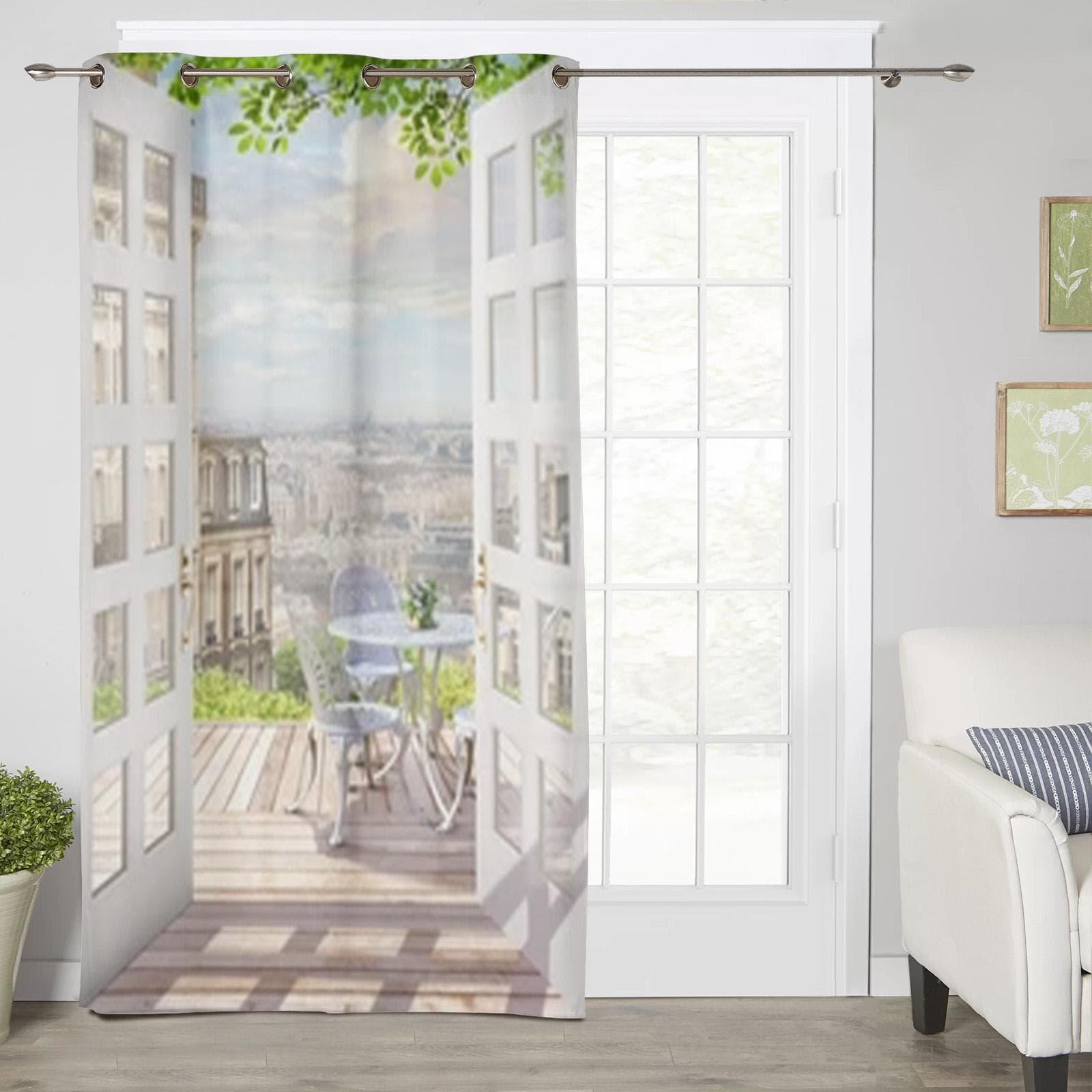 Winter Theme Forest Window Curtain Bedroom Living Room Window Drapes Kitchen Decoration Blinds Curtain 135W x 60H(cm) x1