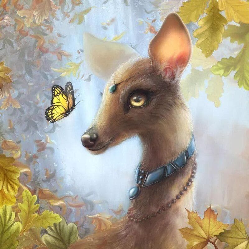 5D DIY Diamond Painting Deer and Butterfly Embroidery Cross Stitch 30x30CM