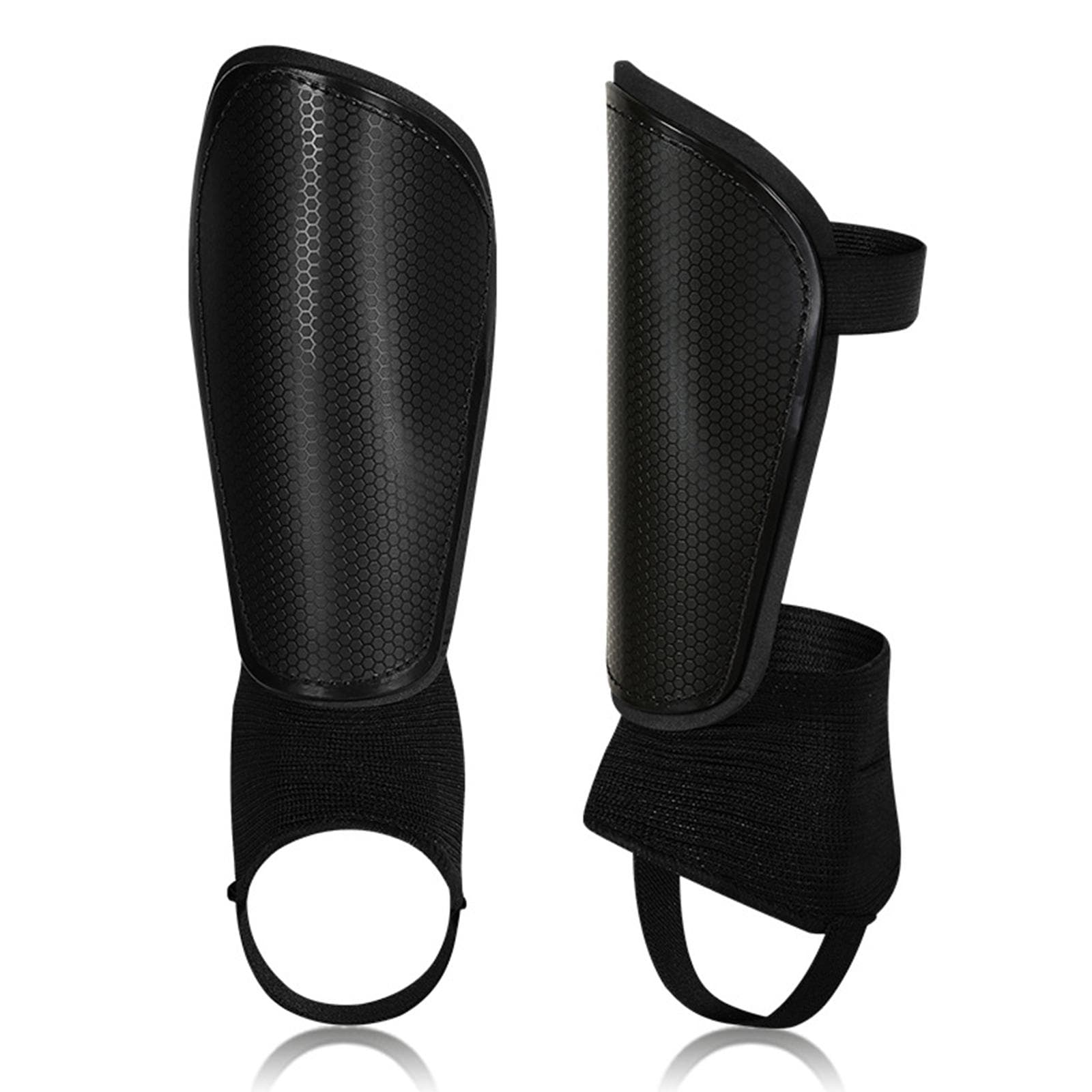 Soccer Shin Guard with Ankle Protector and Adjustable Straps Football Protective Equipment for Kids S black
