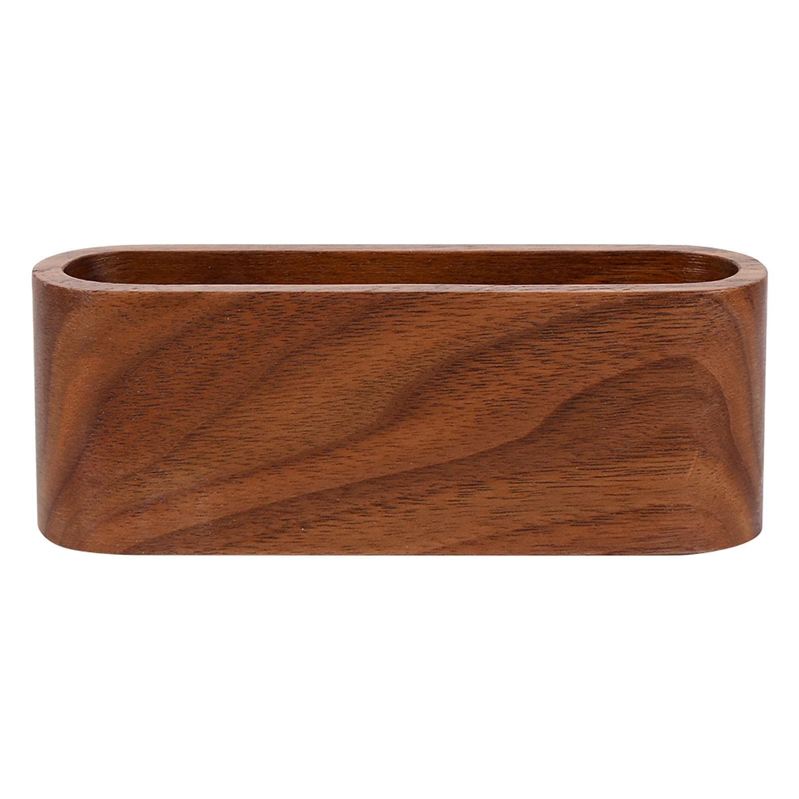 1Pc Creative Wooden Business Card Holder Case Storage Box Organizer Office Desktop Ornaments