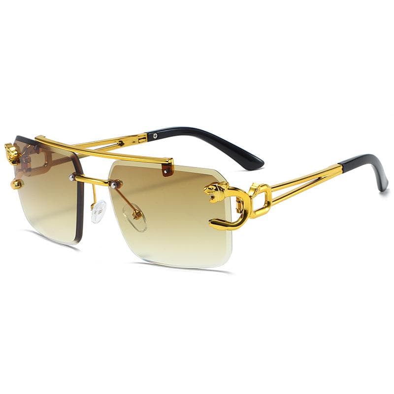 New Fashion Leopard Head Double Beam Sunglasses Trendy Men Outdoor Driving Eyewear Borderless Personalized 1PC