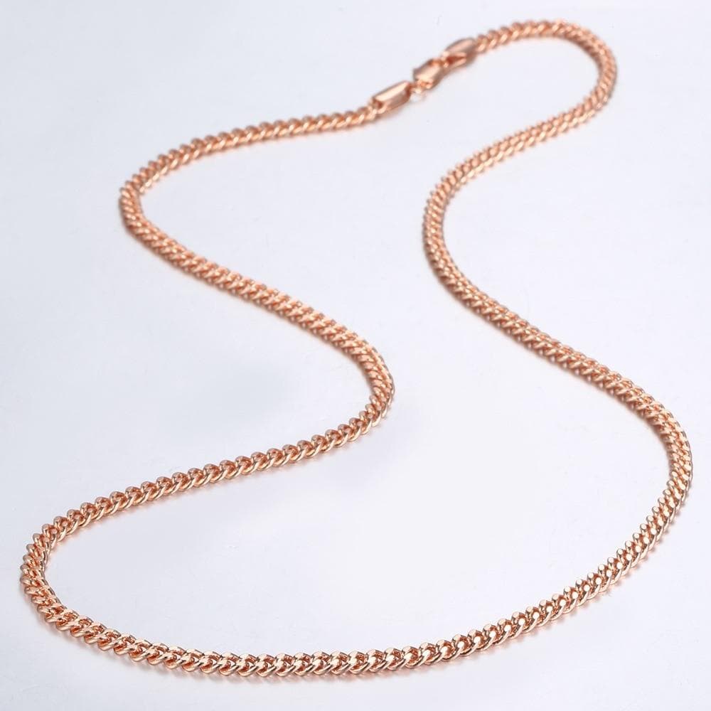 3mm Thin Necklaces Rose Gold Curb Cuban Link Chain Necklaces Valentines Gifts 45cm-60cm 55cm
