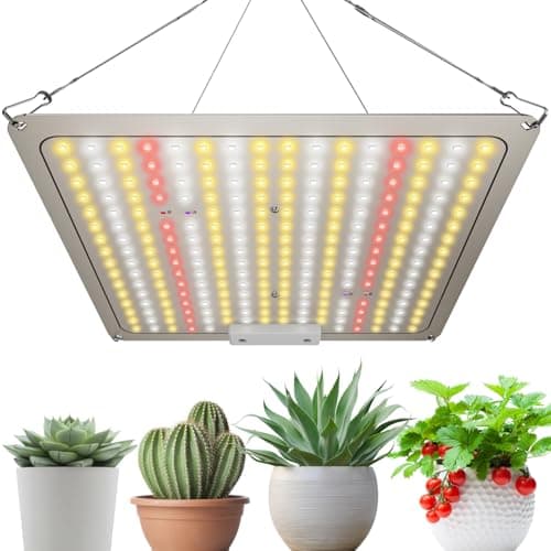 60W LED Grow Light Panel [Improved Heat Dissipation/IP65 Waterproof] Warm White, 256 LEDs, Full Spectrum, UV/IR, Long Life, Quantum Lamp, Indoor Grow