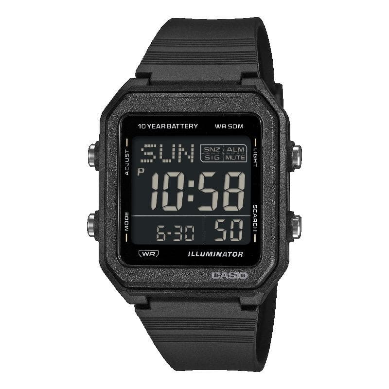 Casio Men's Resin 50M Water Resistant Alarm Quartz Watch W-221H-1BV black