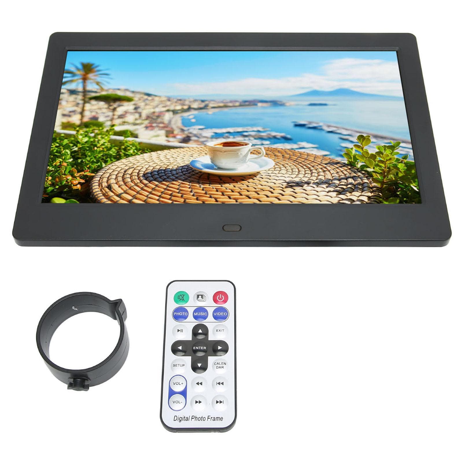 Digital Photo Frame HD 10.1 Inch 1024x600 LCD Display Smart Electronic Picture Frame with Remote US Plug black