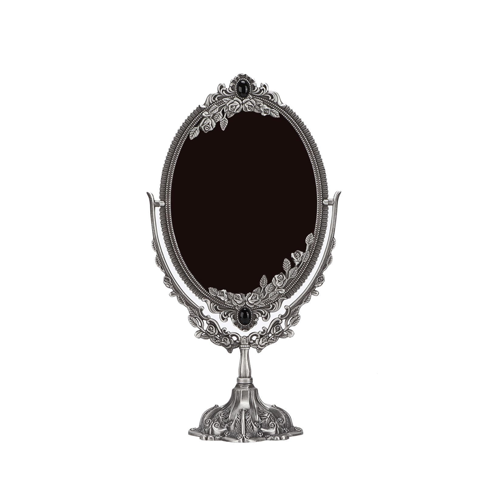 Makeup Mirror Vintage TwoSided Zinc Alloy Durable Hand Mirror for Table Bathroom(Large )