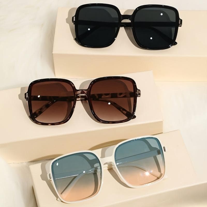 3pcs Women's Square Frame Glasses Fashion Tortoiseshell Black PC Lenses Stylish Eyewear