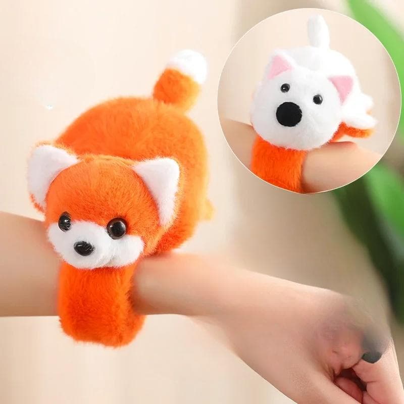 Animal Slap Wristband Bracelet Fox Dog Panda Raccoon Plush Hand Ring Wristband Kids Toys Creative Gift 15cm