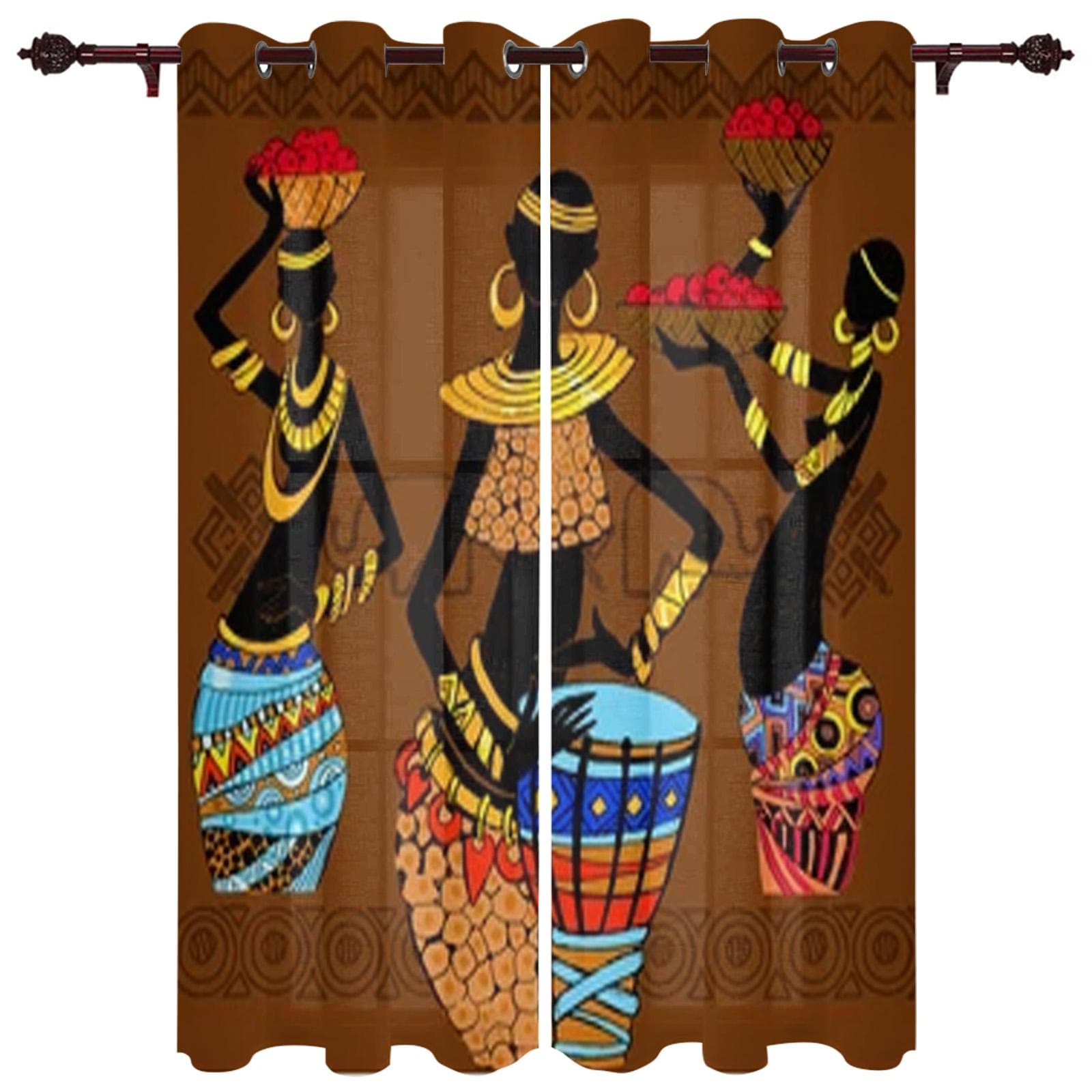 Modern Window Curtains African Style Luxury Fashion Curtains for Living Room Bedroom Kitchen Drapes 135W x 92H(cm) x1