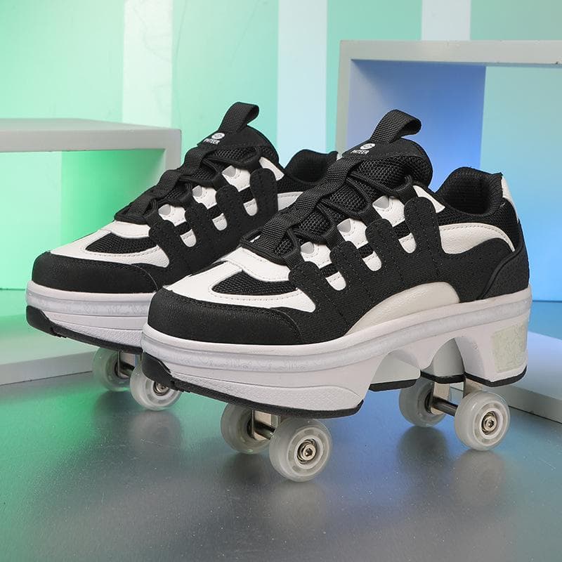 Deformed Runaway Shoes Four-wheel Boys and Girls Two-wheel Row Children with Roller Skating Adult Pulley Sports Shoes Can Be Retracted 42