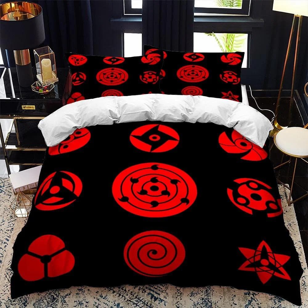 Red Cloud Anime 3D Cartoon Duvet Cover Sets Comforter Bed LinenKids Bedding Set Akatsuki Japan Twin Queen King Single Size Gift 218x177cm 86x70in