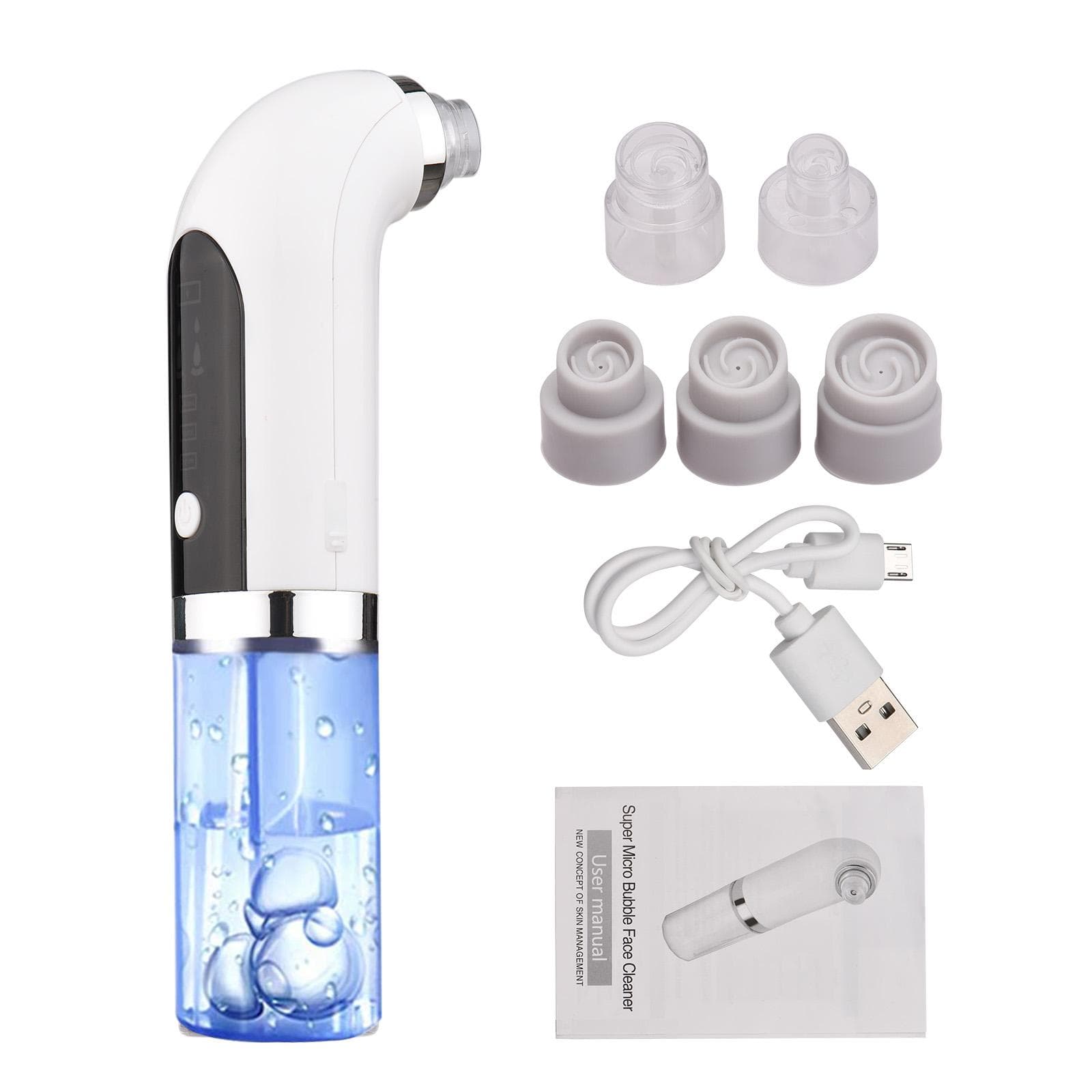 Protable Super Micro Bubble Beauty Instrument Electric Facial Cleaner Water Cycle Blackhead Remover white