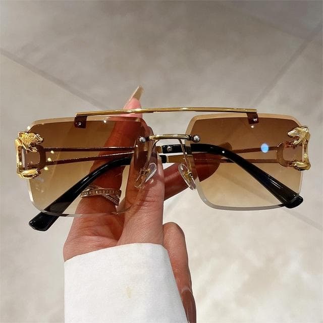Vintage Rimless Oversized Sunglasses | Rimless Square Frame Sunglasses - Vintage China