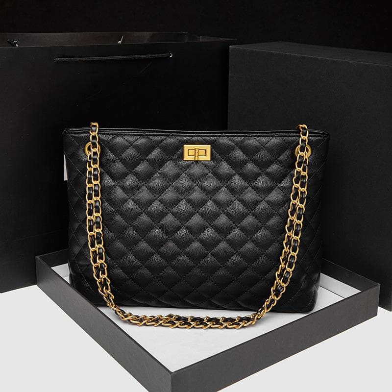 Diamond Lattice Bag Large Capacity Women's Bag Small Fragrance Chain Shoulder Bag Daily Cross-body Tote Bag