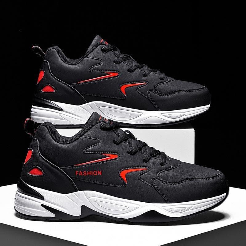 Autumn and Winter Men's Trendy Sports Shoes Leather Thick-soled Casual Shoes Fashion Simple Student Shoes Men 44