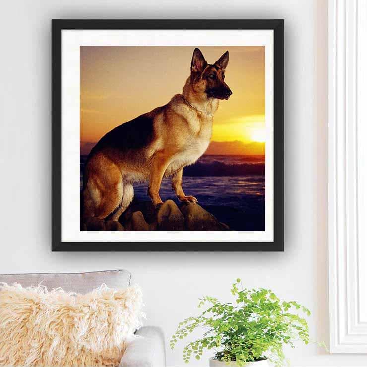 Diamond Painting Dog & Sun Cross Stitch Needlework Home Decorative Full Round Diamond Embroidery 30x30CM