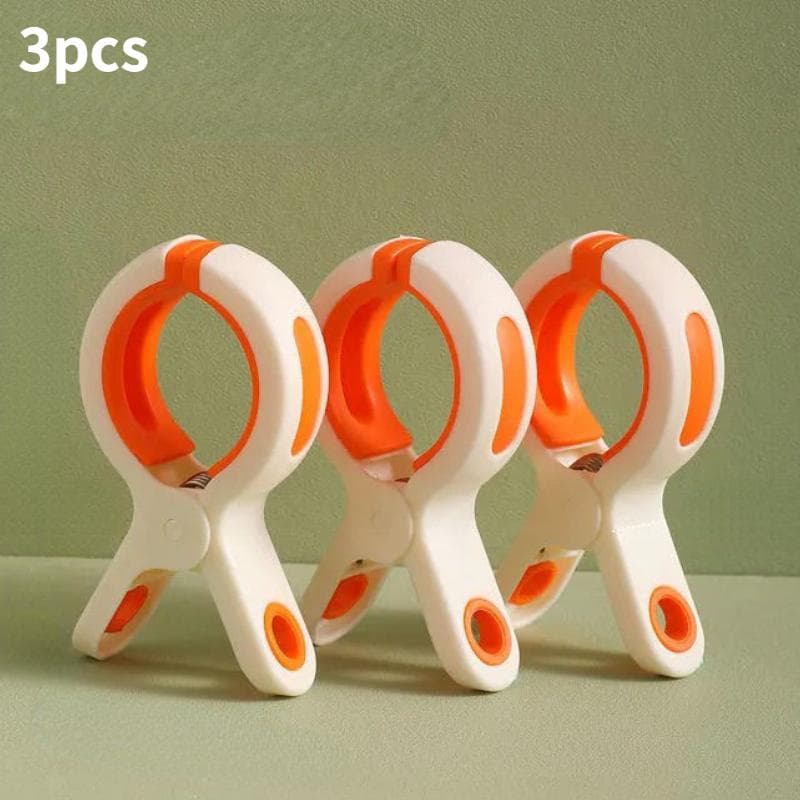 3pc Large Beach Towel Clips Plastic Strong Windproof Clothes Pegs Quilt Hanging Clip Reusable Non-slip Fixed Drying Clothespin orange