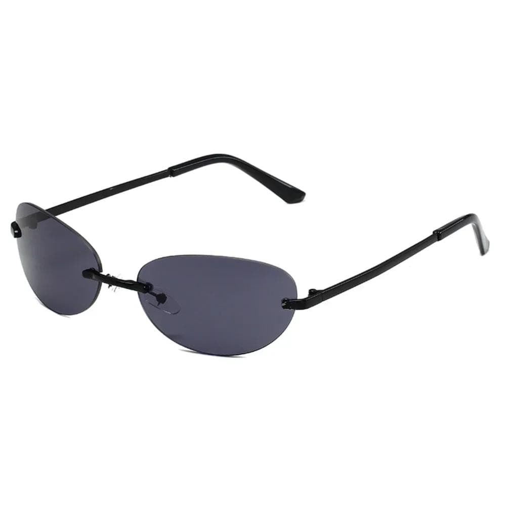 Frameless Oval Sunglasses Retro UV400 Sun Protection Outdoor Travel Beach Street Photography Fashionable Simple Glasses