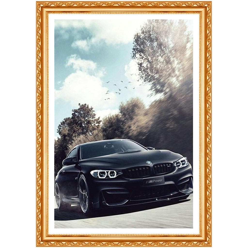 5D Diy Diamond Painting Scenery Car Cross Stitch Full Round Rhinestone  Flowers European Home Decor 20X30CM