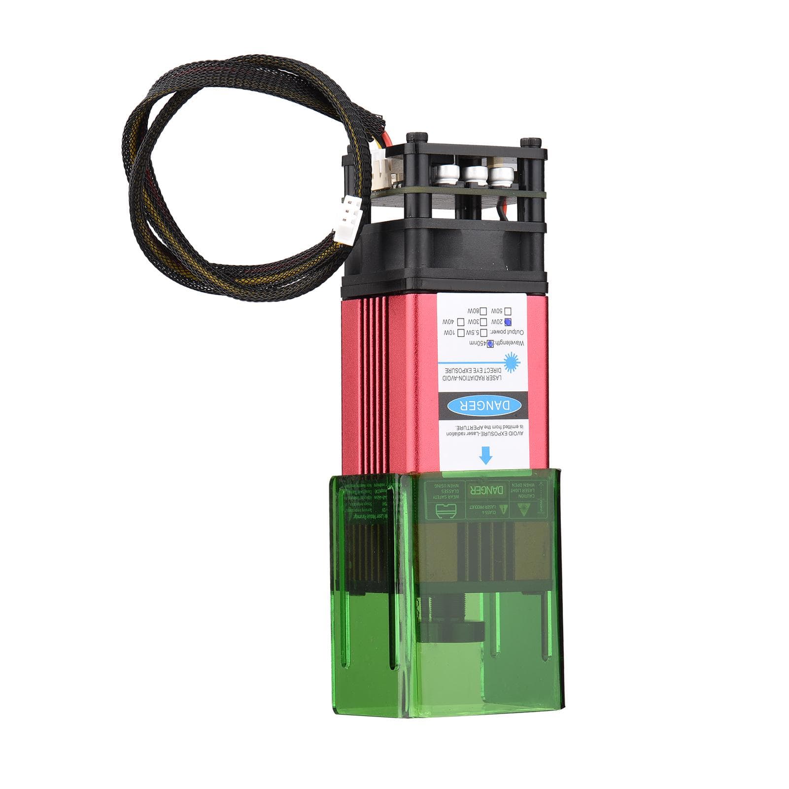 450nm 40W Laser Module with Protective Cover Fixed Focal Length Laser Engraving Head High Speed 20W wine red