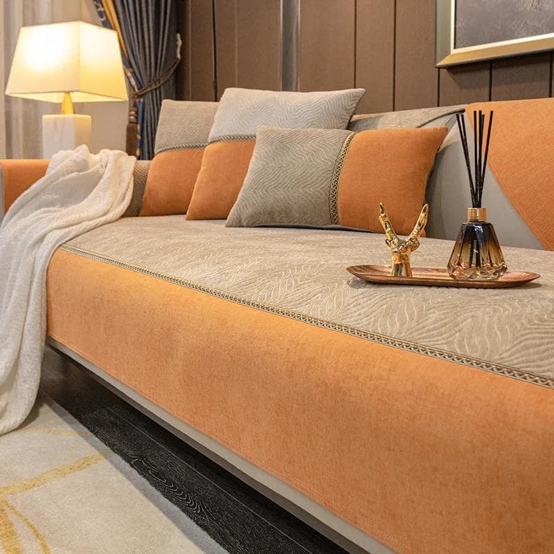 Luxury Splice Wide Edges Sofa Cover Anti-slip Corner Sofa Cushion Chenille Cloth Decor Sofacover Leather Sofa Protector Cover 70x70cm 1pcs