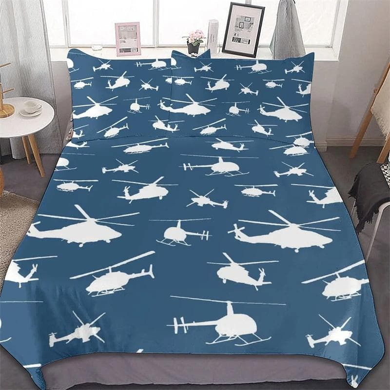 Airplane Duvet Cover Planes Fying In Air Aviation Airport Helicopters and Jets Cartoon Style Room Decorative for Boys Girls Gift 173x218cm 2pcs