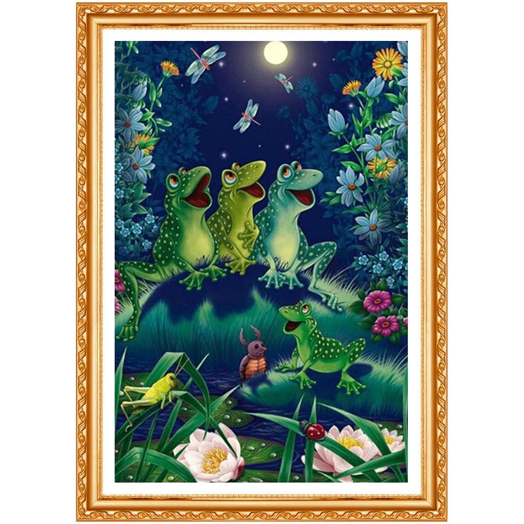 DIY Full Drill Diamond Painting Cross Stitch Frog & Dragonfly Rhinestone Embroidery Home Decor Gift 20X30CM