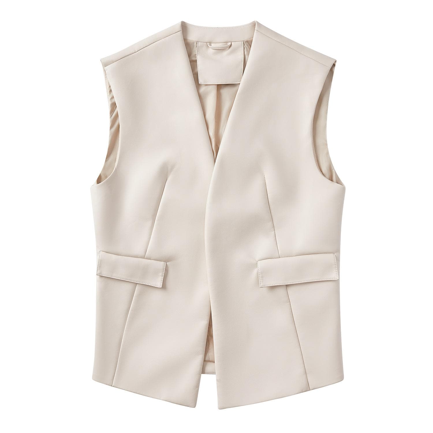 Sleeveless PU Leather Vest Loose Large Size Vest Cardigan Short Coat for Women L