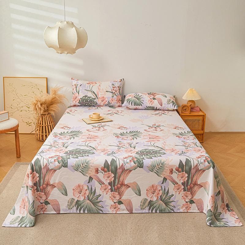 Bonenjoy Pure Cotton Flat Sheet Adults Kids Bed Linen Soft Bed Sheets Cartoon Style Flat Bedsheet roupa de cama (No Pillowcase) 160x245cm 1pc