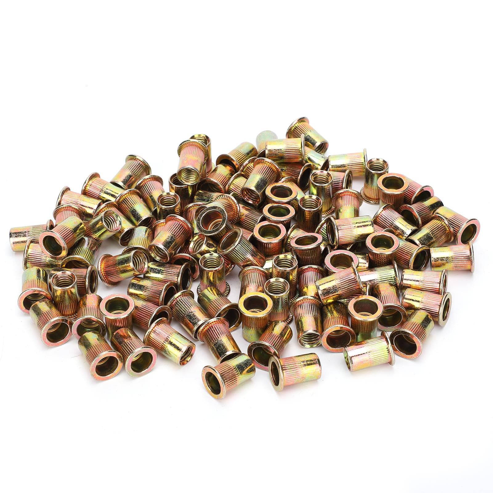 100Pcs Rivet Insert Nut M10 Carbon Steel Color Plated Zinc Rivnut Nutsert Fastening Parts Hardware