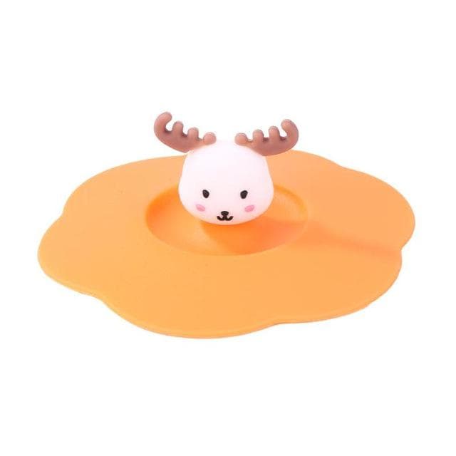 Heat-resistant Cartoon Silicone Cup Cover Water lid Seal Leak Proof Reusable Tools P