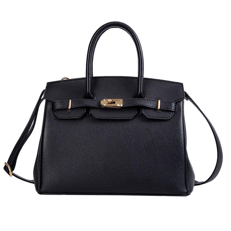 2020 Lock Handbag Fashion Lychee Pattern Single Shoulder Diagonal Platinum 30cm*15cm*24cm black