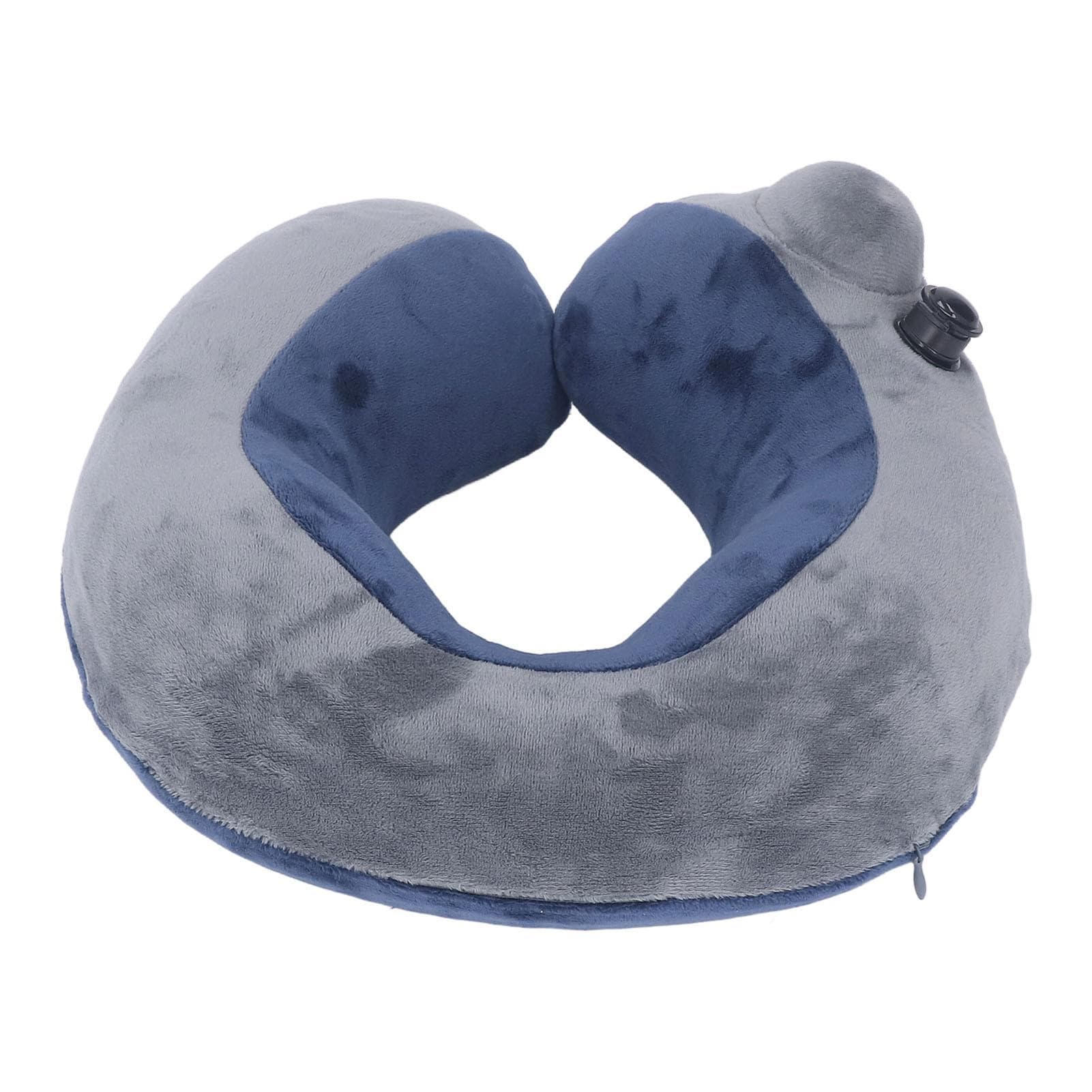 Self Inflatable Travel Pillow U Shaped Portable Neck Chain Support for Sleeping Napping Dark Blue