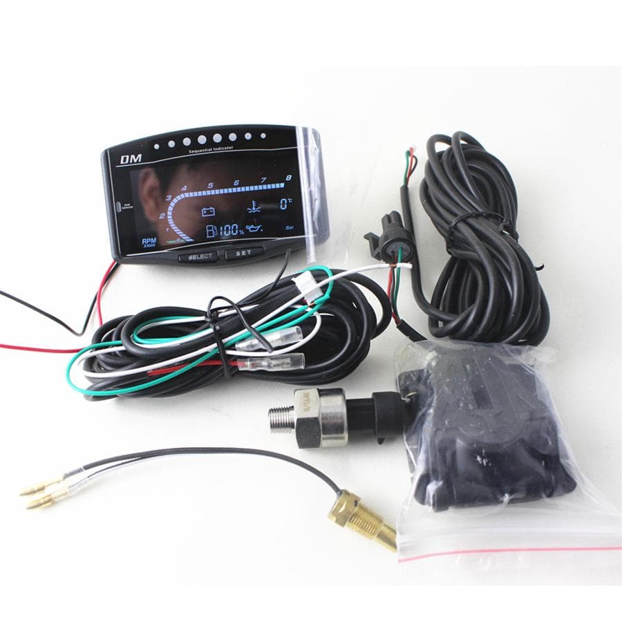 5in1 Multifunction Car LCD Digital Oil Pressure+Volt+Water Temp+Fuel+Tacho Guage