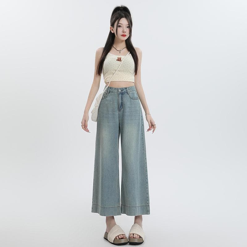 Super Soft and Cool Summer Lacele Tensile Pincer Pants Small Light Blue Wide-leg Pants Jeans 2XL