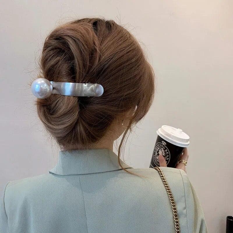 Fashion Simualtion Pearl Metal Hair Clip Duckbill Grip Clip Hairpin Hair Styling Tools Women Girls Hair Accessories Barrette silver