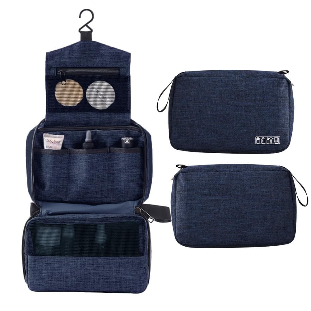 Portable Toiletry Bag with Hanging Hook Travel Bag for Toiletries Water-resistant Cosmetic Bag navy blue
