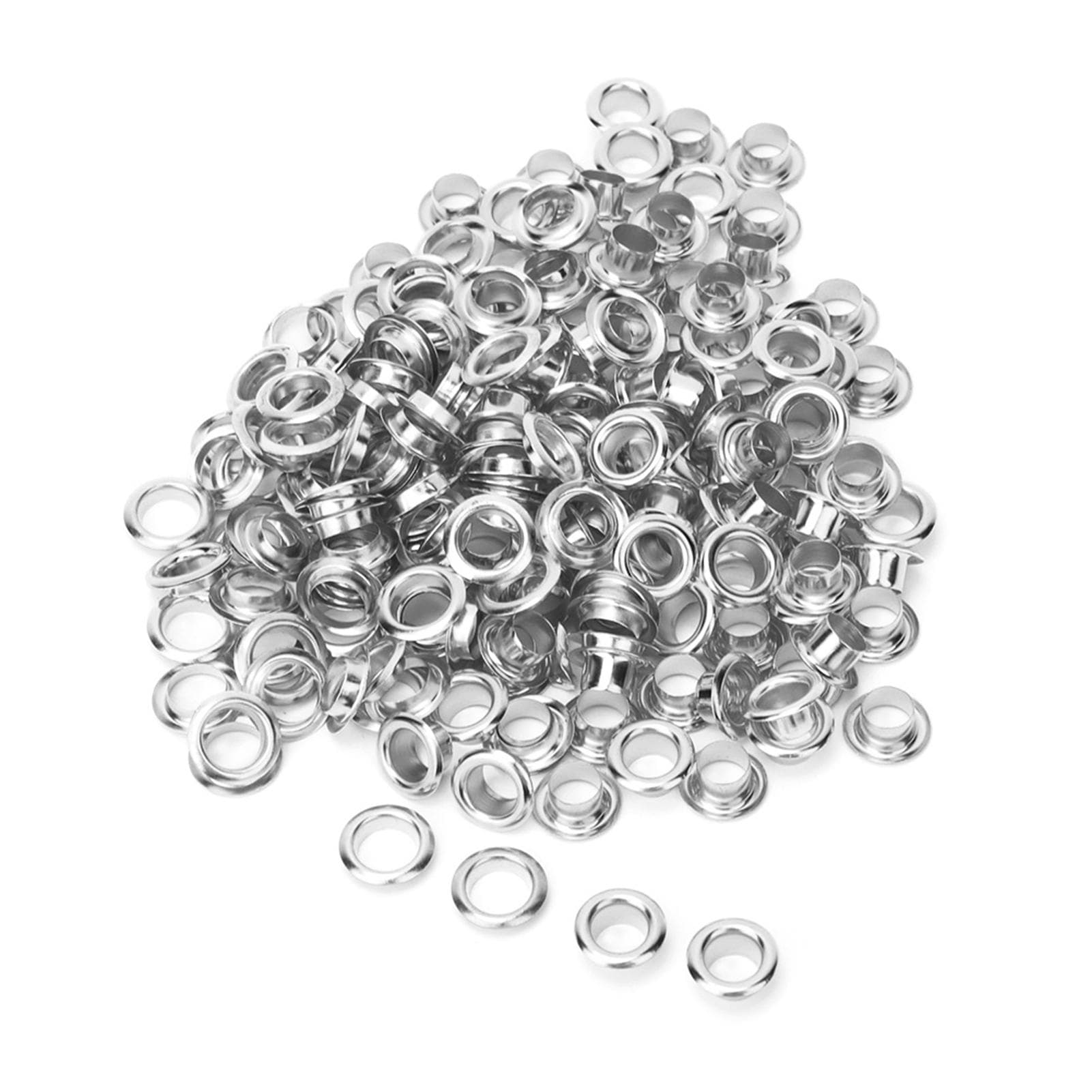 100PCS 6mm Brass Double-Sided Eyelet Hollow Rivet for Clothing Bag / Belt / Shoe(Gun Color ) silver