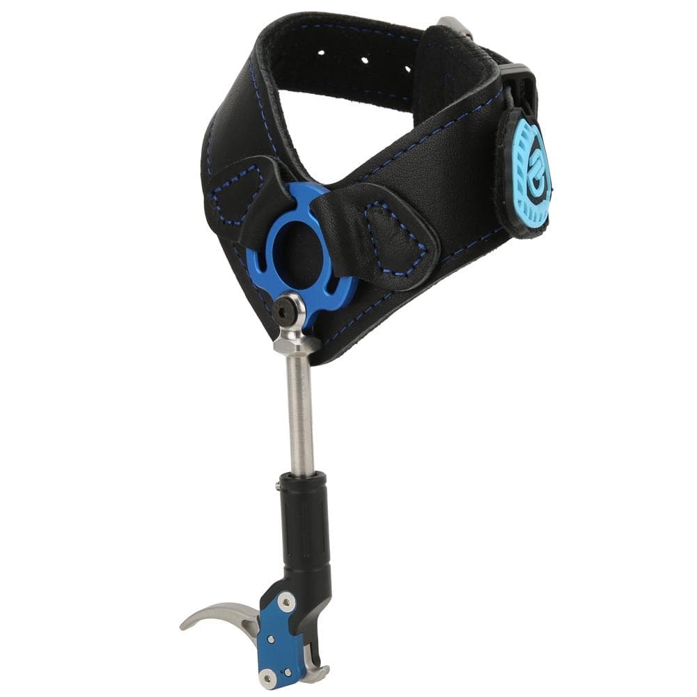Blue Aluminium Alloy Leather Comfortable Adjustable Length Bow Trigger Wrist Strap Archery Release