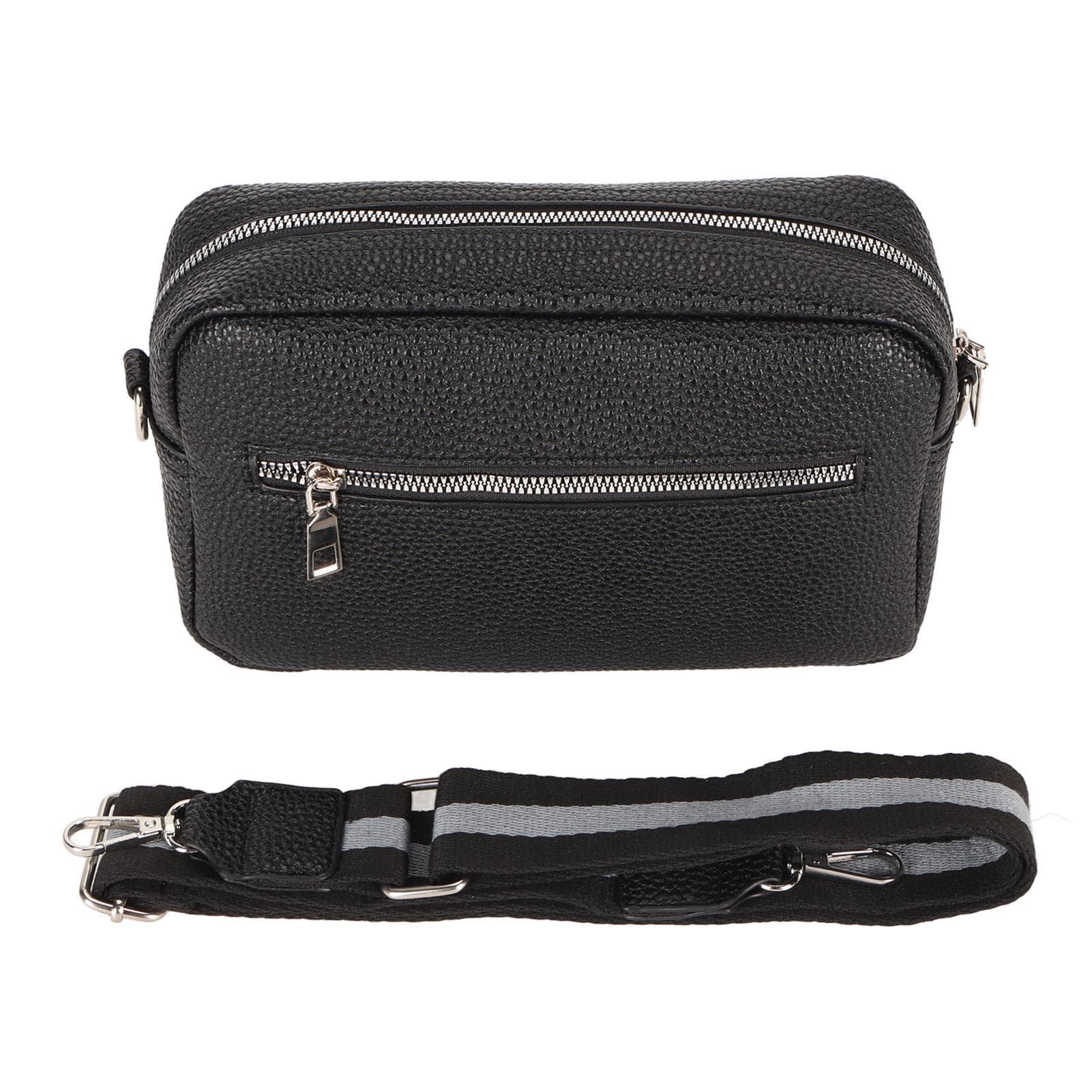 Messenger Shoulder Bag Fashionable PU Leather Large Capacity Messenger One Shoulder Bag Black PU black