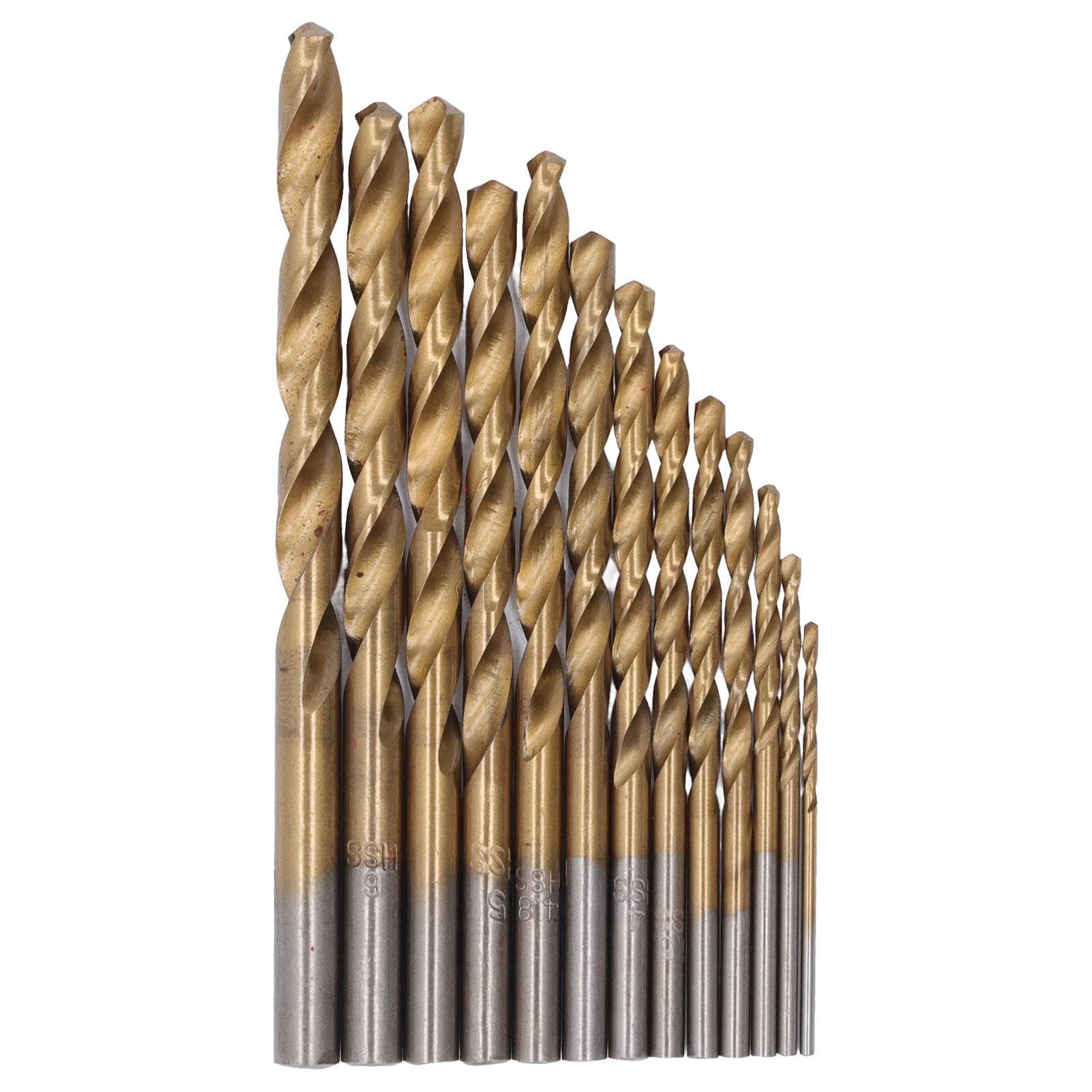 13Pcs Twist Drill Bits Fast Change HSS for Wood Metal Cutting 1.5?6.5mm Shank with CaseGold