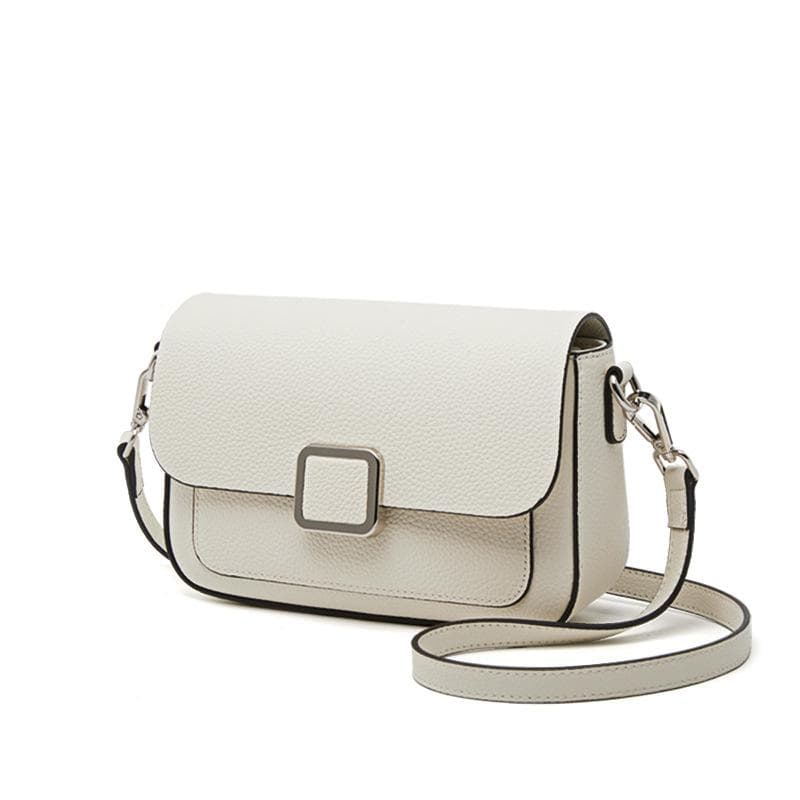 High-end and Elegant Women's Single-shoulder Bag and Crossbody Bag Made of Top-grain Leather with A Lychee Texture 22*6*15cm white