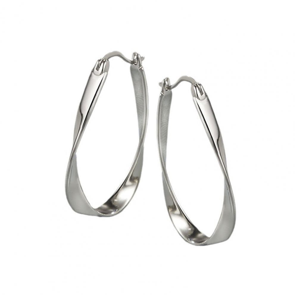 Vibrant Shine Earrings Elegant Twisted Circle Stainless Earrings for Women Chic Ear Hoop Jewelry for Ol Commute Dating Prom silver