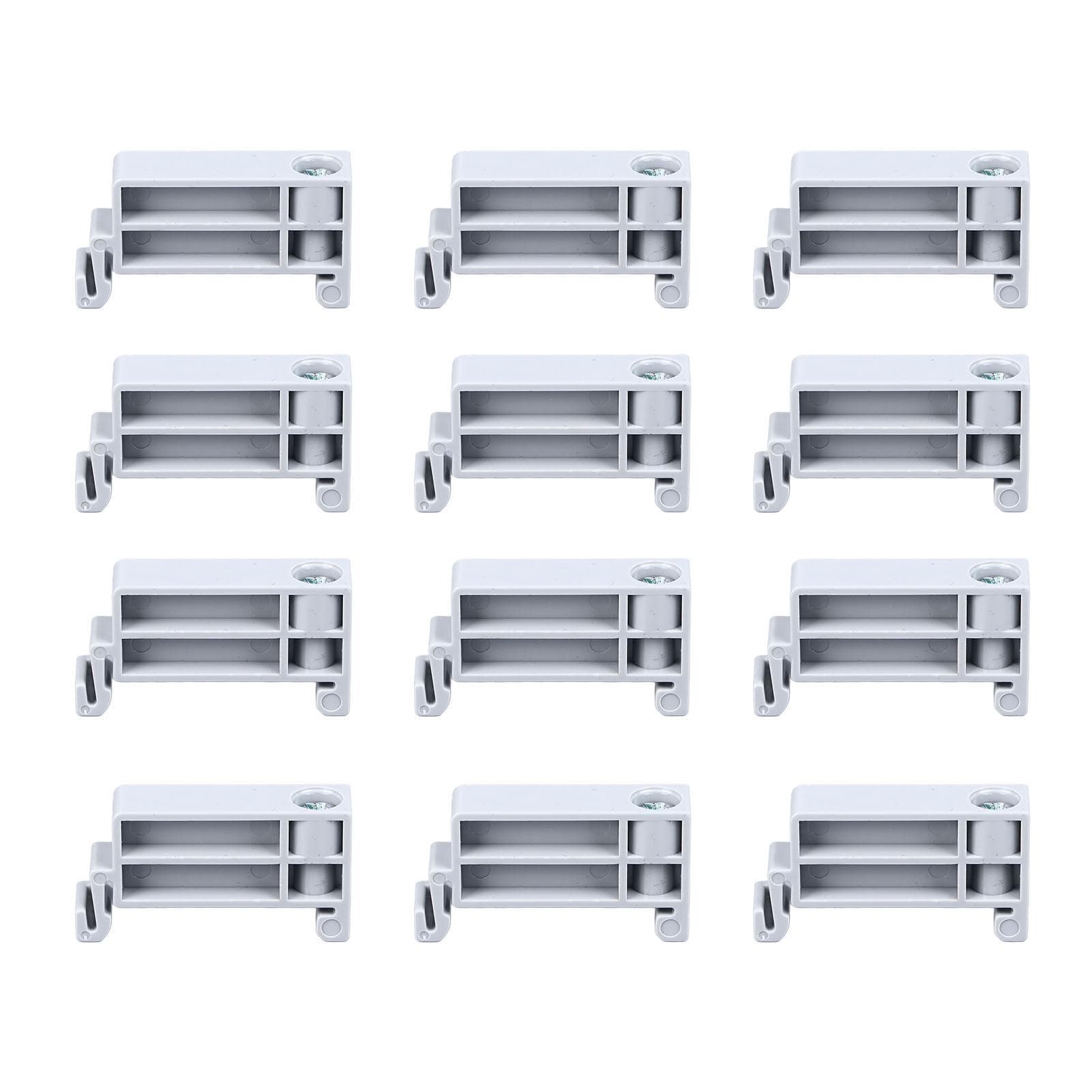 200Pcs Guide Rail Terminal Block Mount Screw Fixed End Bracket Stopper Plastic Buckle White