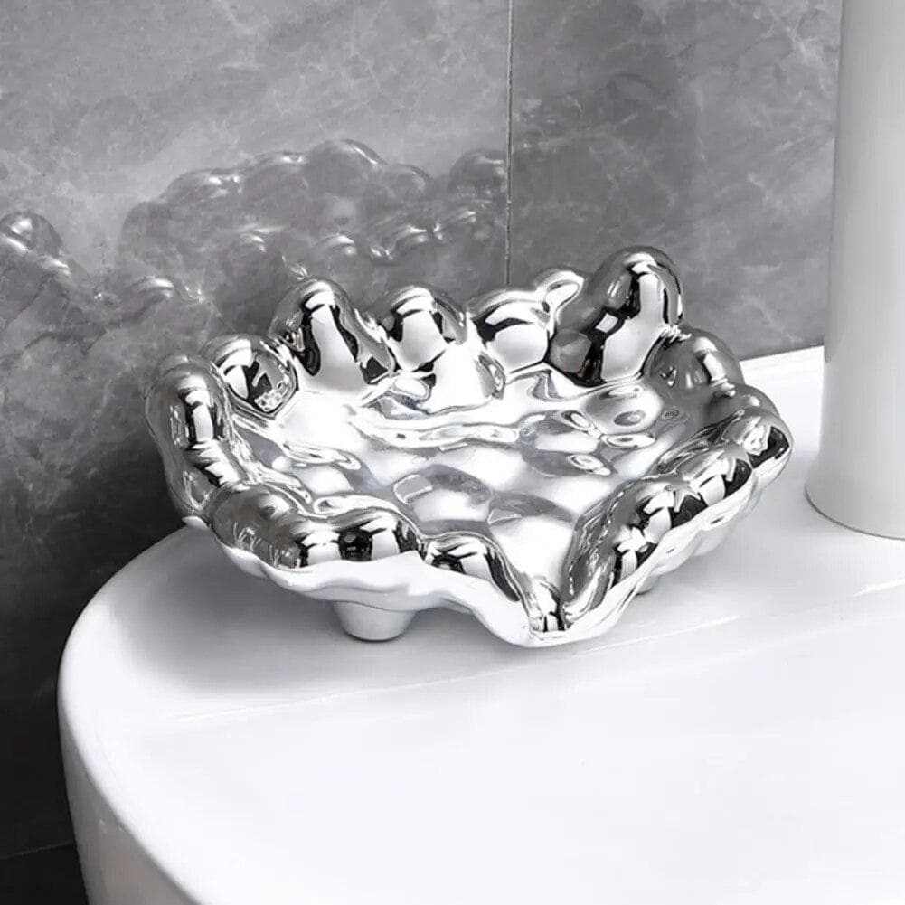 Quick Drain White/Golden/Silver Color Soap Dish Washbasin Countertop Storage Tray Washroom Accessories silver