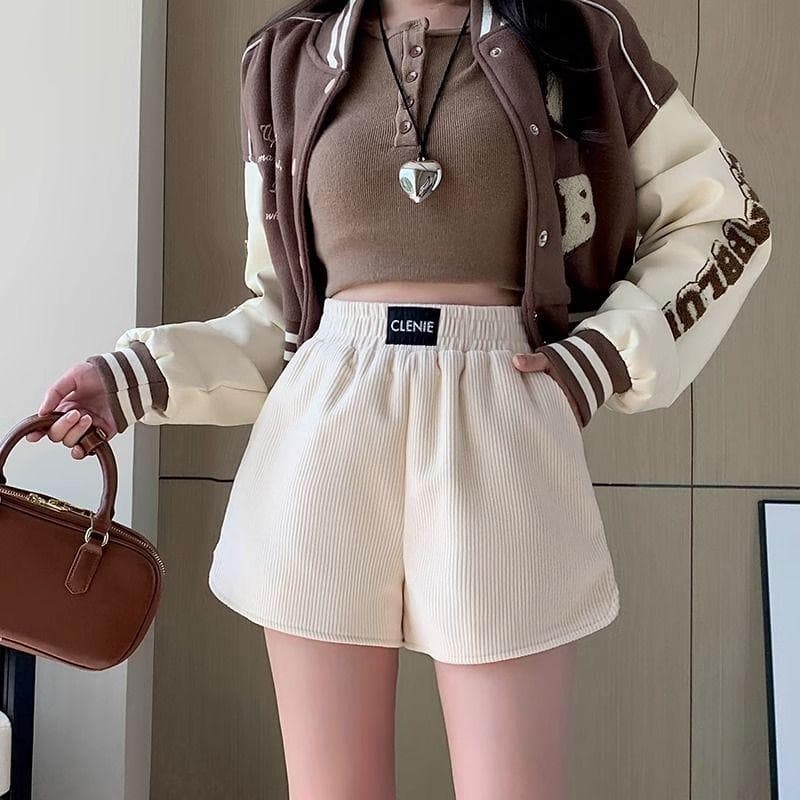Corduroy Shorts for Women In Spring and Autumn New Style Small High-waisted Outerwear Boot Pants Casual Loose-fitting Wide-leg Pants 2XL