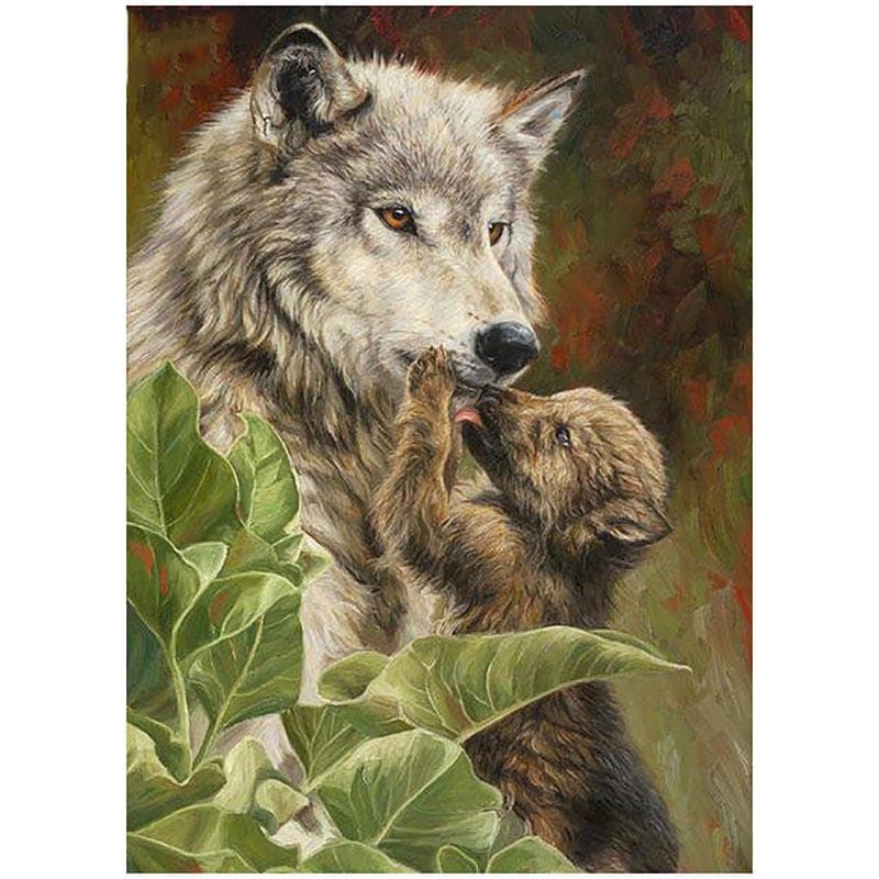 Wolf Painting Cross Stitch DIY Diamond Canvas Picture Full Round Handmade Home Decoration 20X30CM